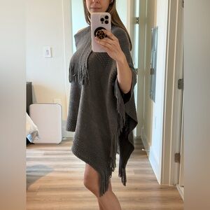 Forever 21 Gray Fringe Cape